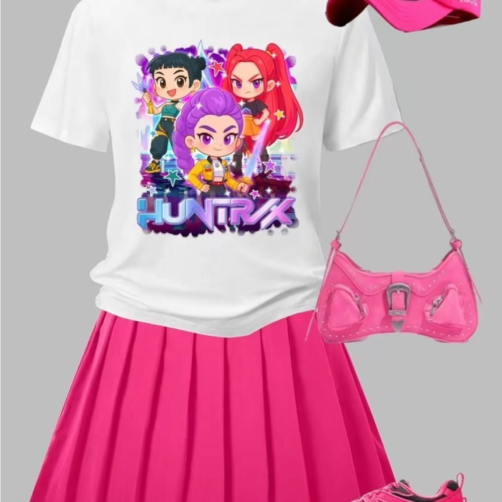 NEW Girls Huntrix KPop Demon Hunters Shirt & Skirt Set size 9Y